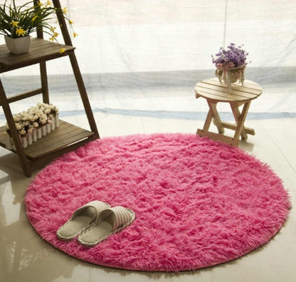 Modern Fluffy Decor Faux Fur Round Long Plush Rug