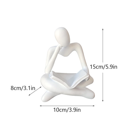 Resin Reading Book Figurines for Interior Nordic Abstract Figure Statue