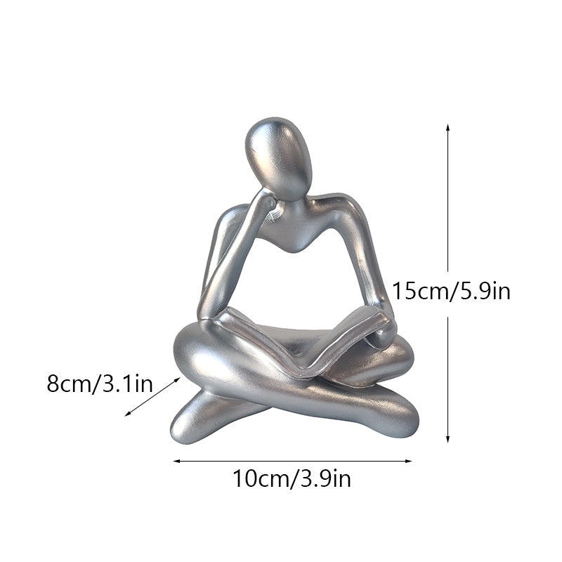 Resin Reading Book Figurines for Interior Nordic Abstract Figure Statue