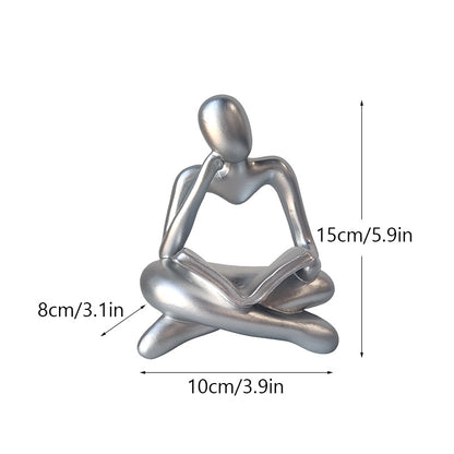 Resin Reading Book Figurines for Interior Nordic Abstract Figure Statue