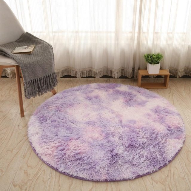 Modern Fluffy Decor Faux Fur Round Long Plush Rug