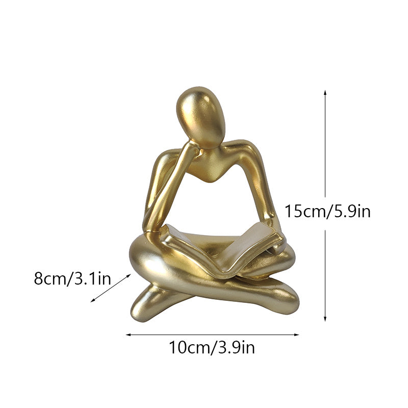 Resin Reading Book Figurines for Interior Nordic Abstract Figure Statue